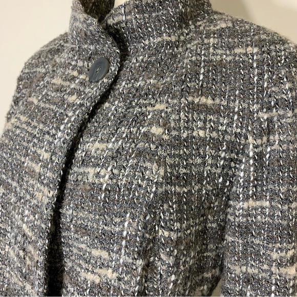 J jill tweed blazer jacket wool blend BGray Sz M Retro 60s Twee Classic - Picture 10 of 13